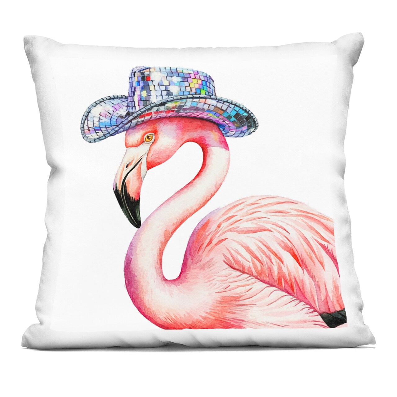 Stupell Industries Disco Hat on Flamingo Decorative Printed Pillow design by Amanda Greenwood, 18 x 7 x 18